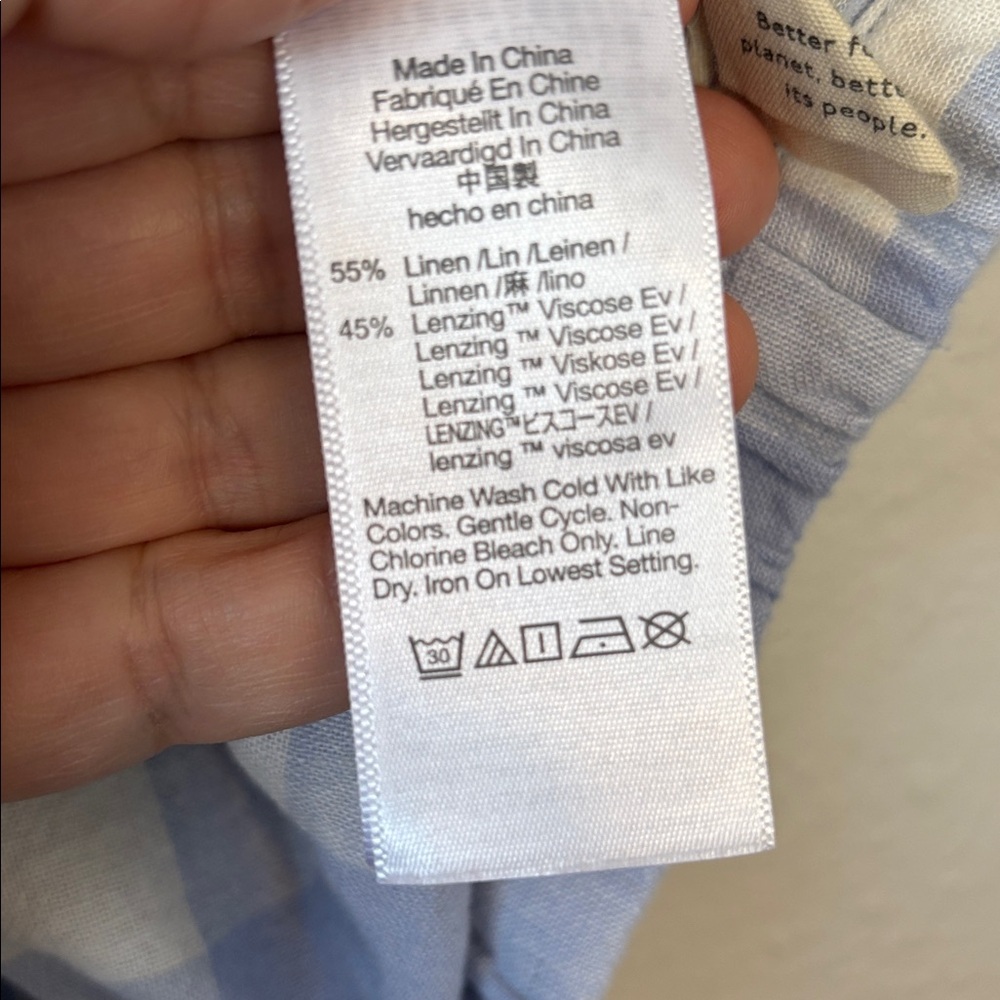 Madewell Light Blue and White Gingham Plaid Short Sleeve Open Back Top M - Picture 6 of 8